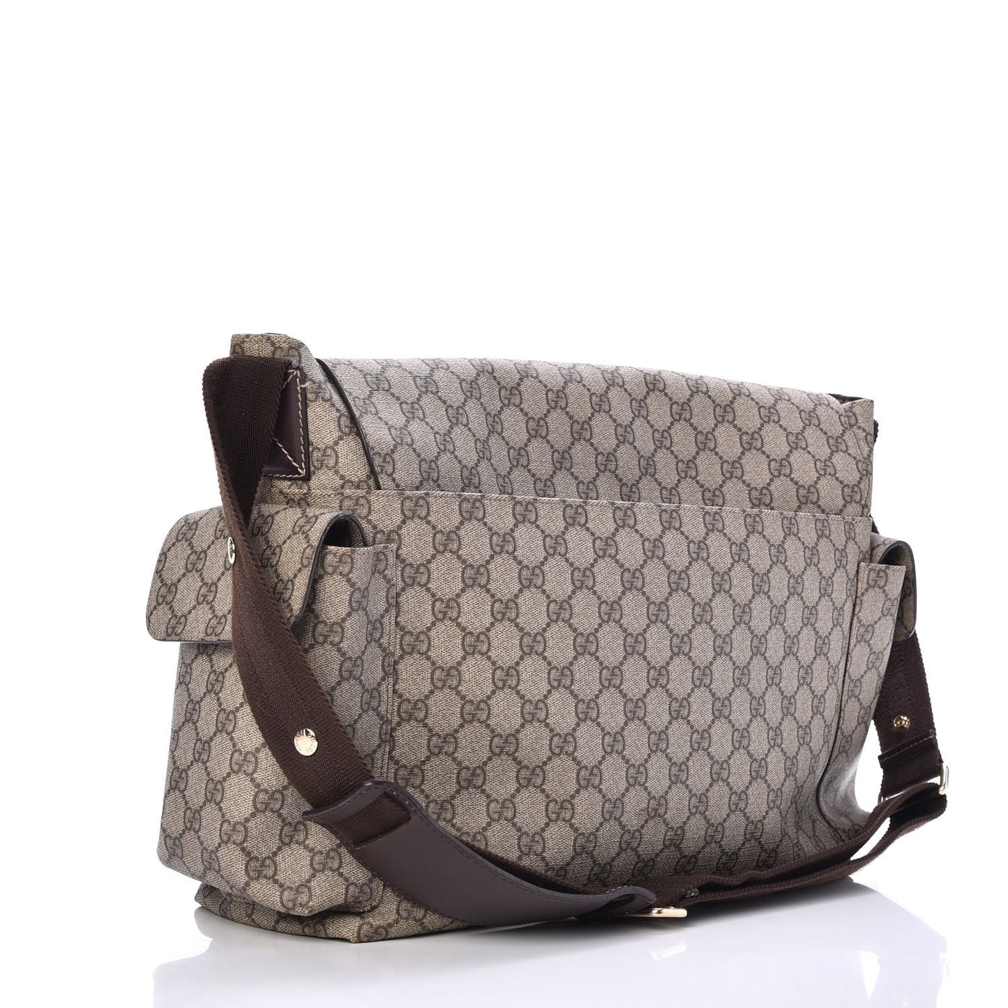 GG Plus Monogram Messenger Diaper Bag Dark Brown