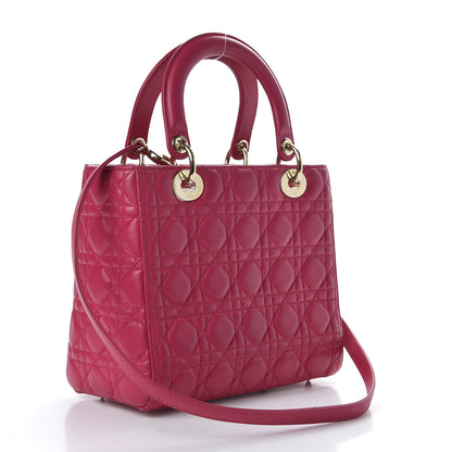 Christian Dior Lambskin Cannage Medium Lady Dior Pink 3 of 9