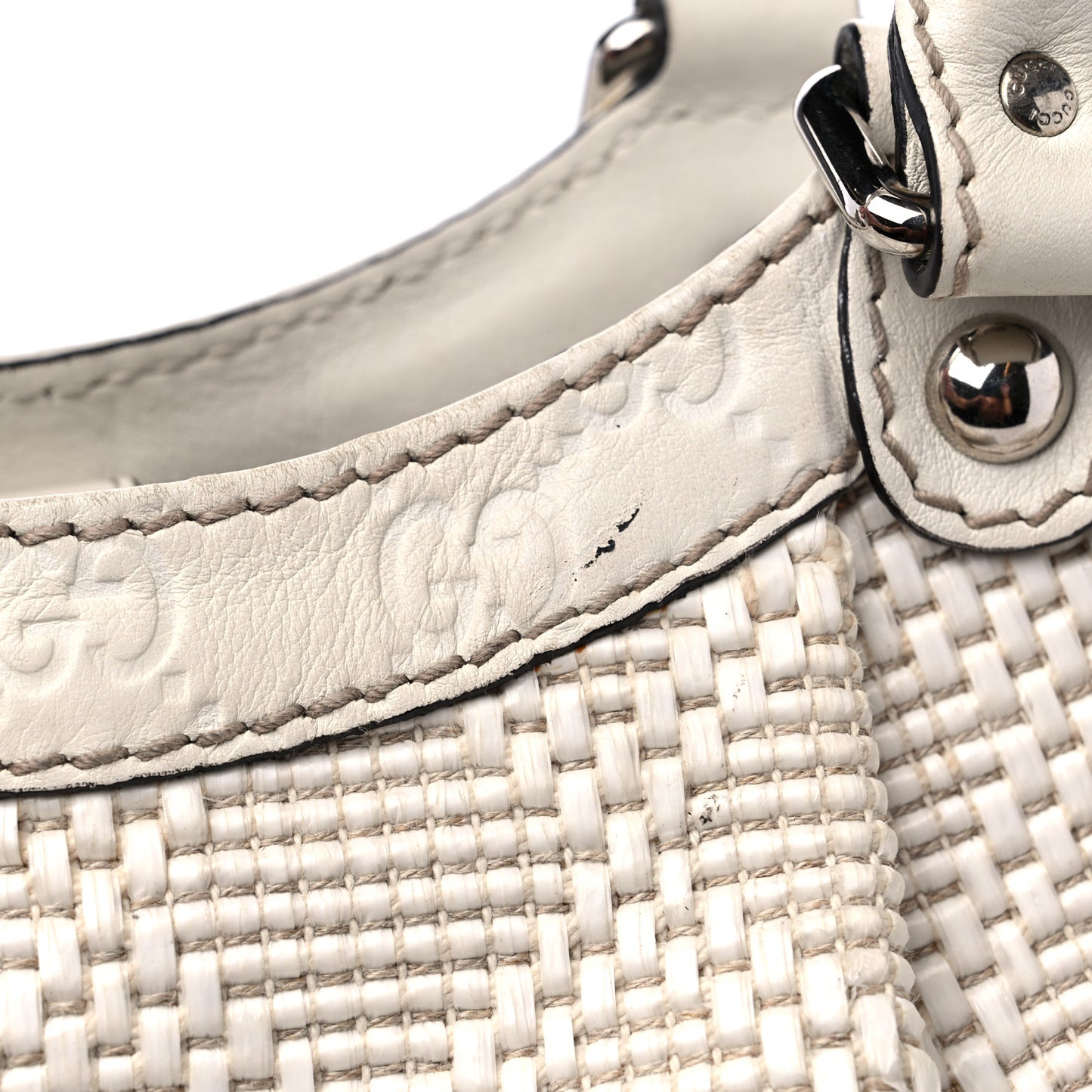 Woven Raffia Diamante Medium Sukey Tote White