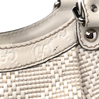 Gucci Woven Raffia Diamante Medium Sukey Tote White 17 of 18