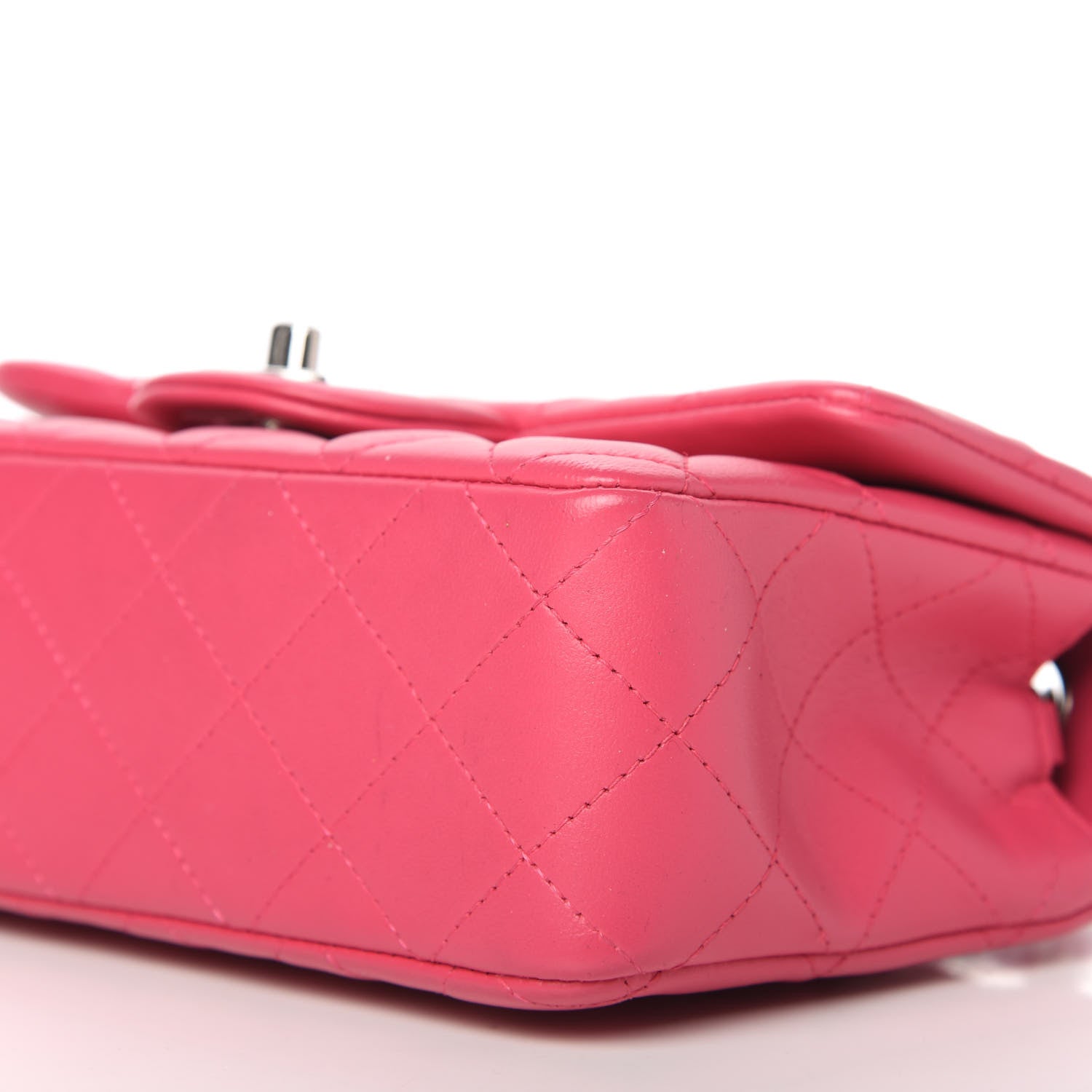 Chanel Lambskin Quilted Mini Rectangular Flap Dark Pink 7 of 10
