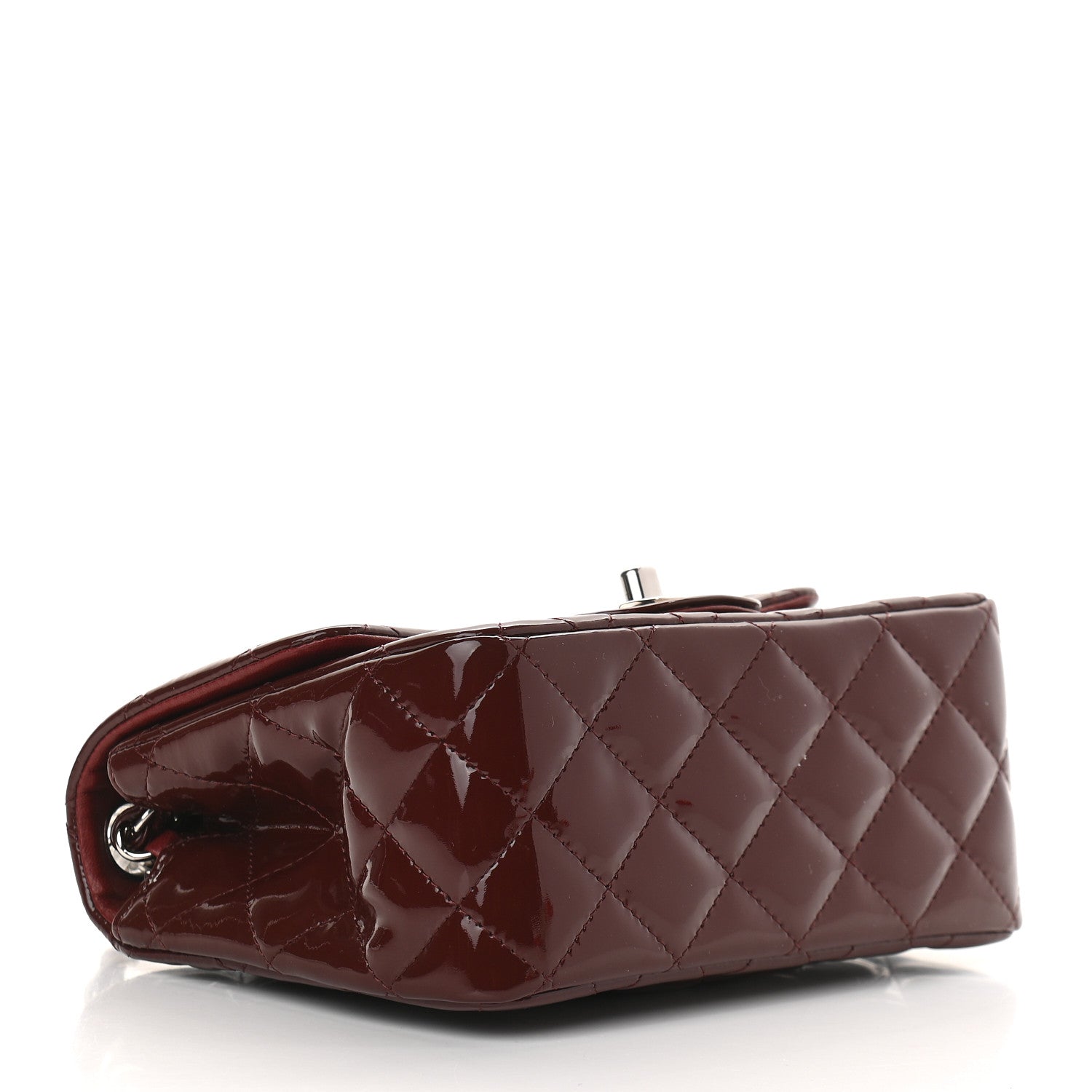 Chanel Patent Quilted Mini Square Flap Dark Red 4 of 9