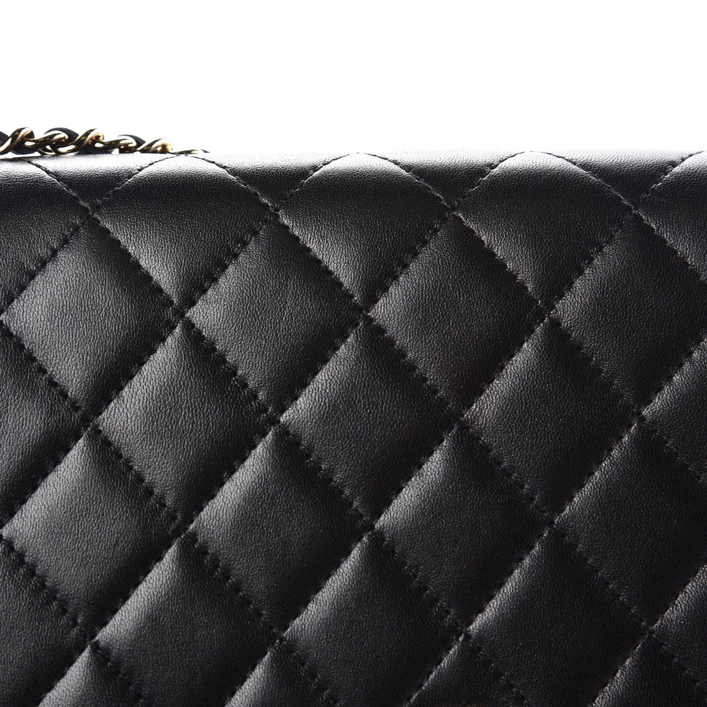 Lambskin Quilted Pearl Wallet On Chain WOC Black
