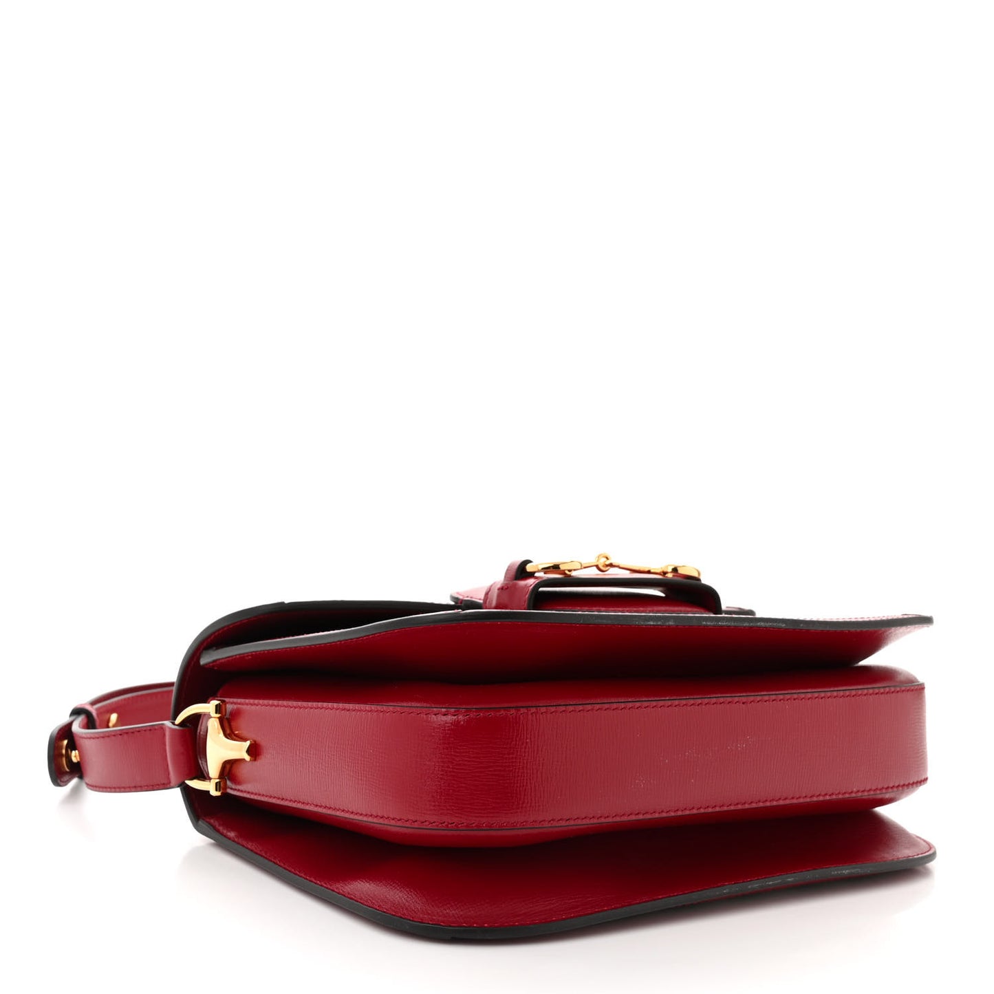 GG Supreme Monogram Azalea Calfskin Horsebit 1955 Shoulder Bag Beige Ebony New Cherry Red