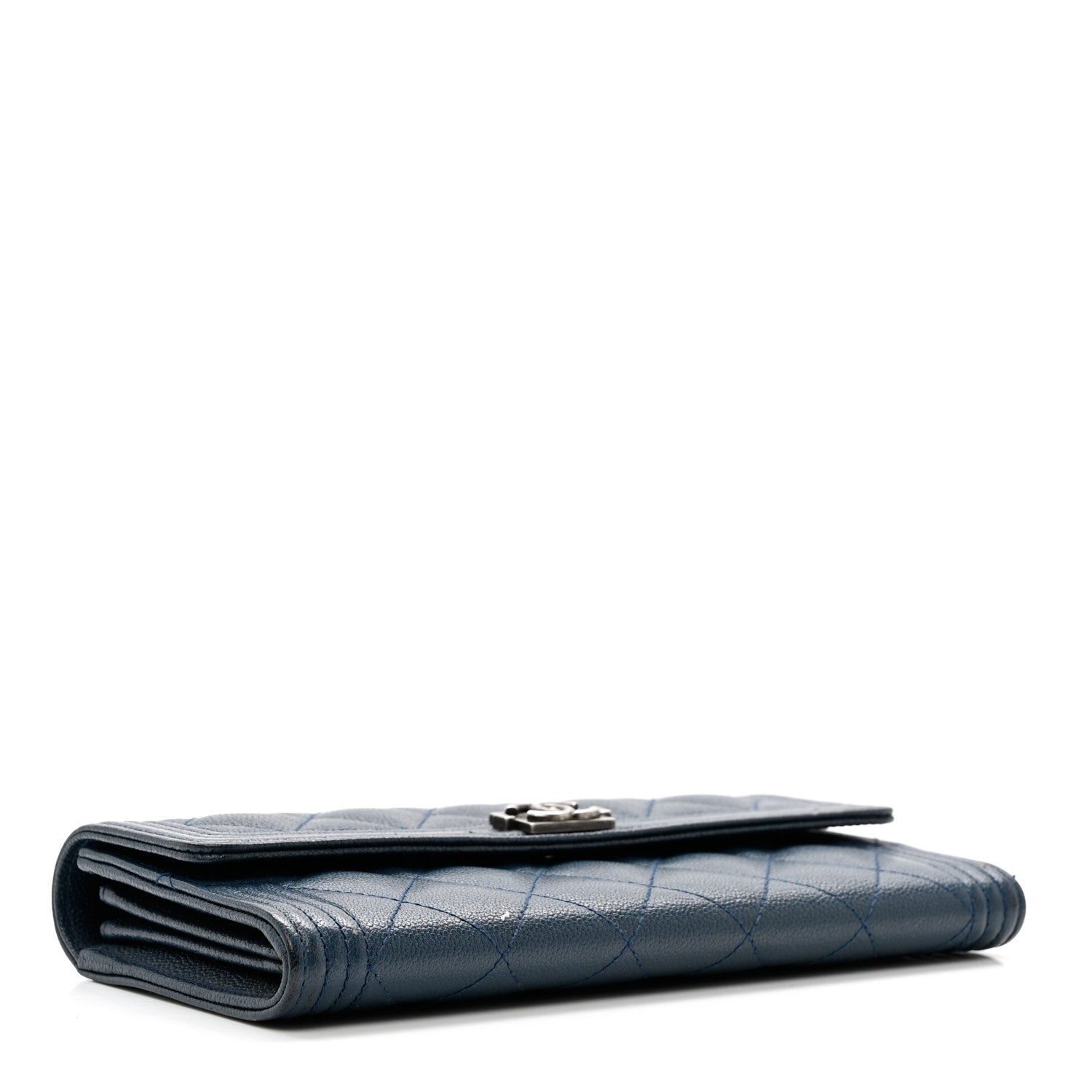 Chanel Caviar Quilted Boy Flap Wallet Blue 3 of 10