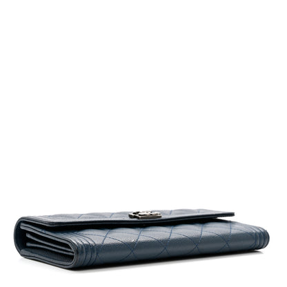 Chanel Caviar Quilted Boy Flap Wallet Blue 3 of 10