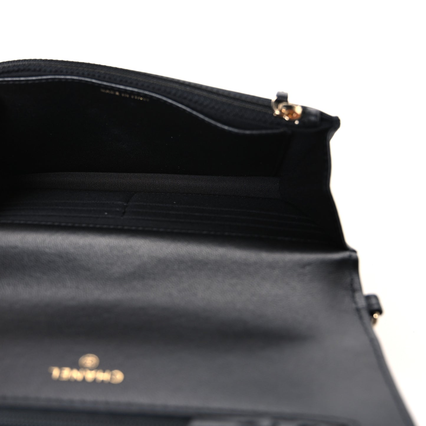 Lambskin Quilted Pearl Wallet On Chain WOC Black