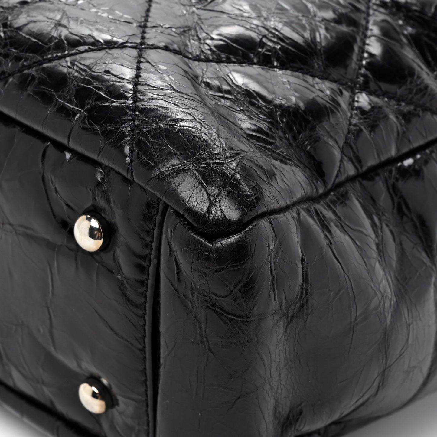 Glazed Calfskin Quilted Tweed Portobello Tote Black Red