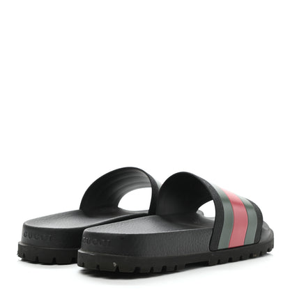 Gucci Rubber Web Mens Lug Sole Slide Sandals 9 Black Green Red 4 of 8