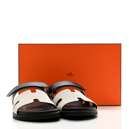 Hermes Toile De Coton Veau Lisse Mens Chypre Sandals 42 Prunoir 9 of 9