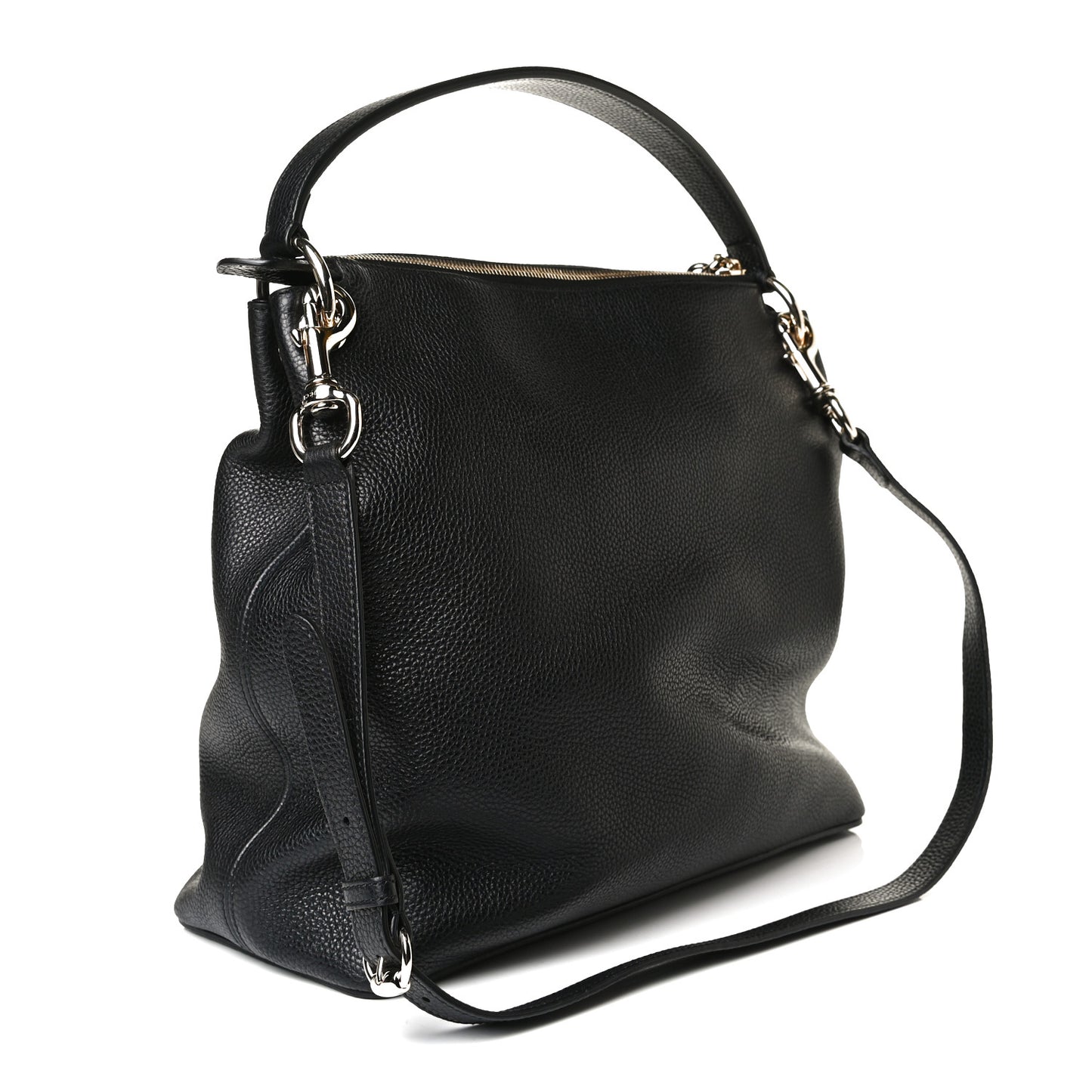 Pebbled Calfskin Large Soho Hobo Black