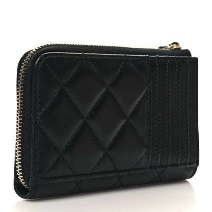 Chanel Lambskin Quilted Zip Card Holder Black 3 of 9