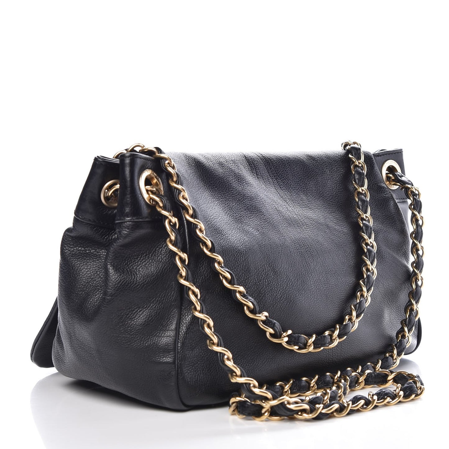 Grained Calfskin Metal Mosaic Flap Black