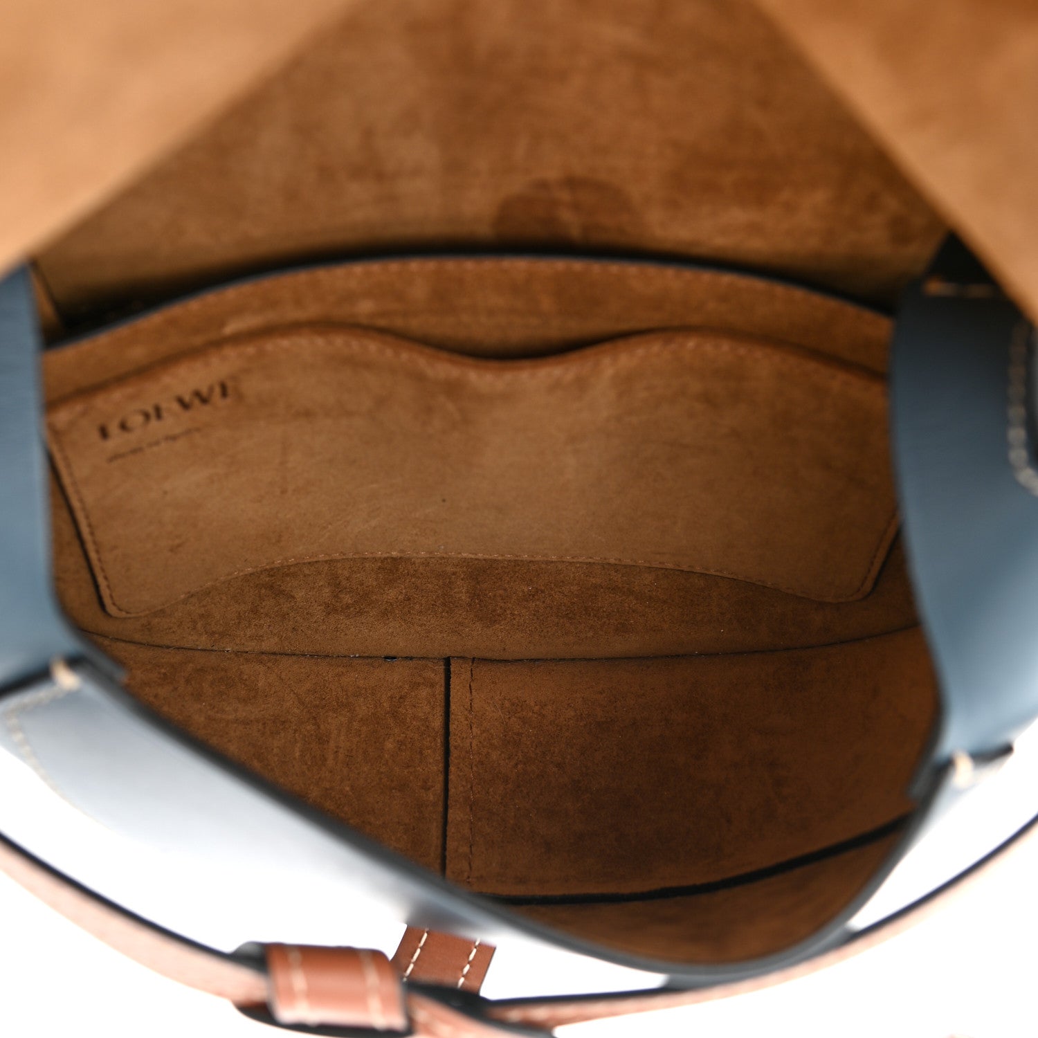 Loewe Calfskin Small Gate Crossbody Bag Tan Steel Blue 5 of 9