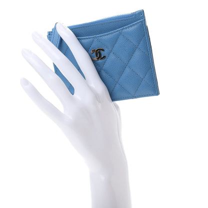 Chanel Caviar Quilted CC Zip Card Holder Blue 2 of 8