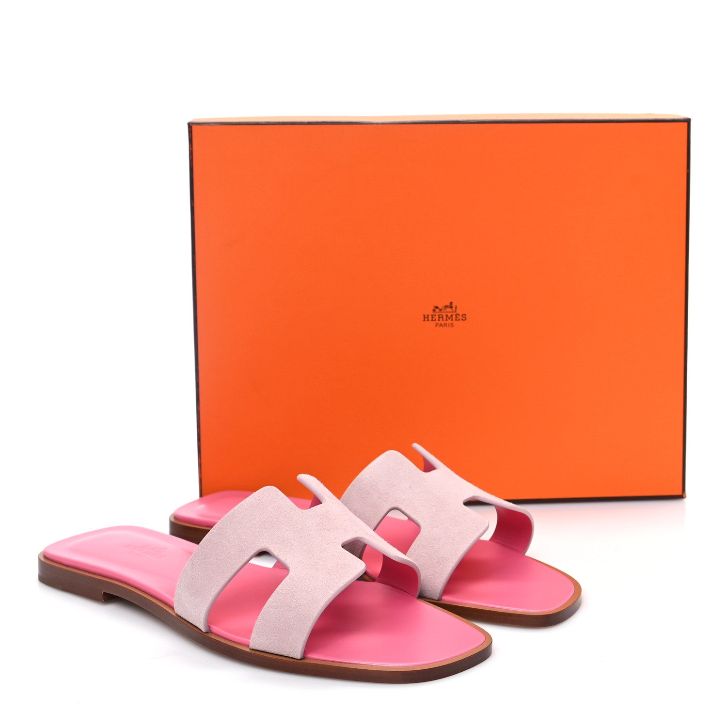 Hermes Suede Goatskin Oran Sandals 38.5 Rose Porcelaine 9 of 9