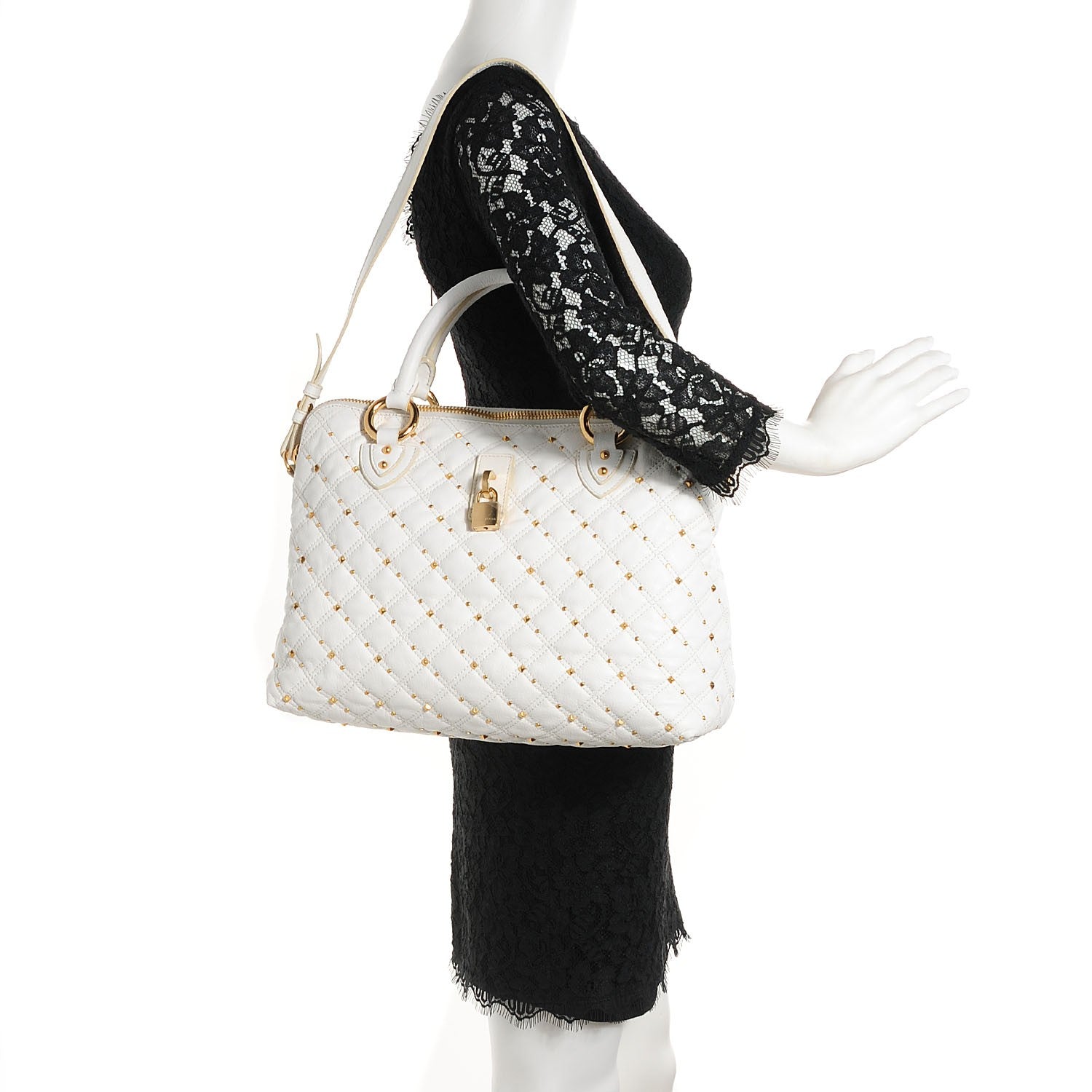Marc Jacobs Lambskin Quilted Rio Stardust Satchel White 2 of 7