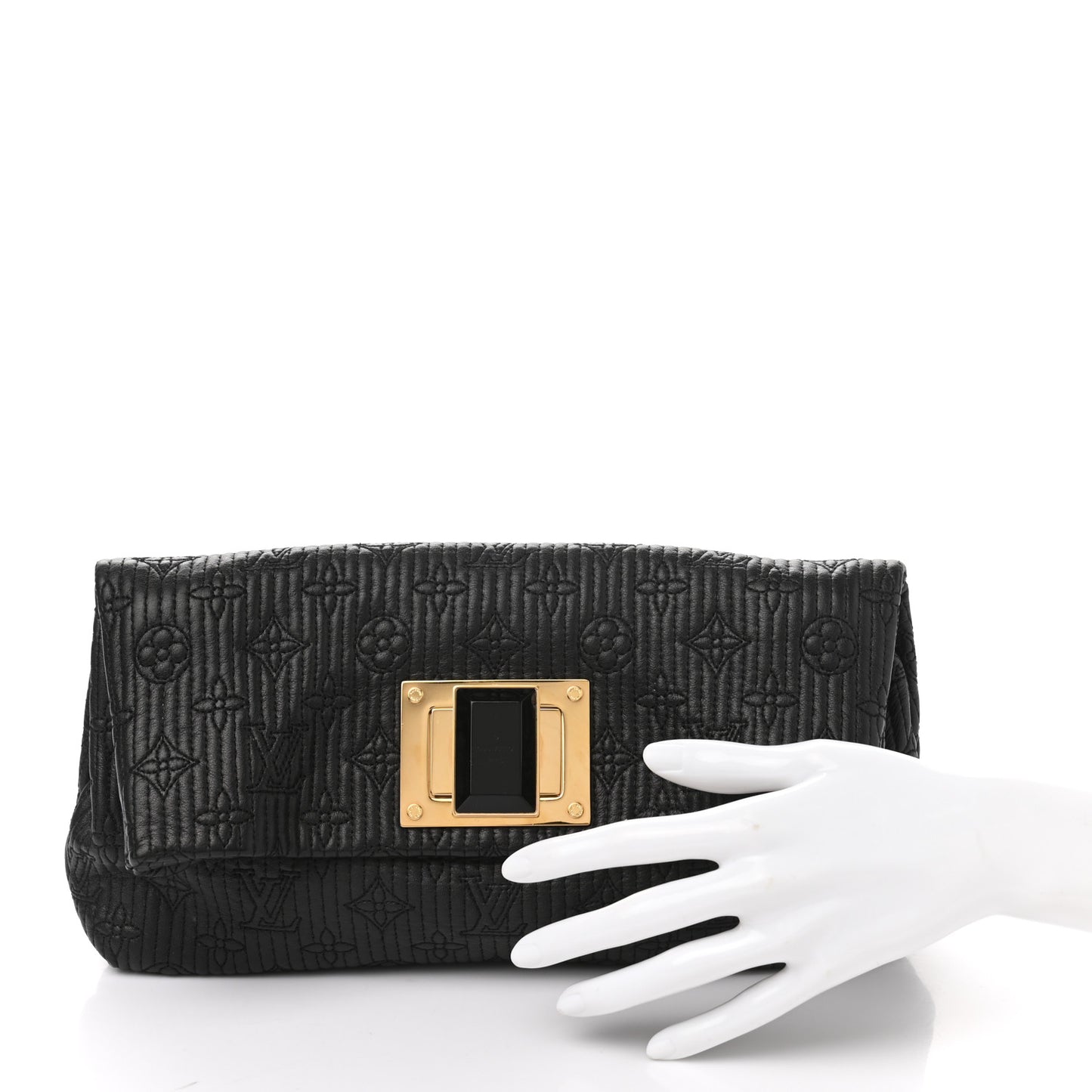 Calfskin Quilted Monogram Altair Clutch Black
