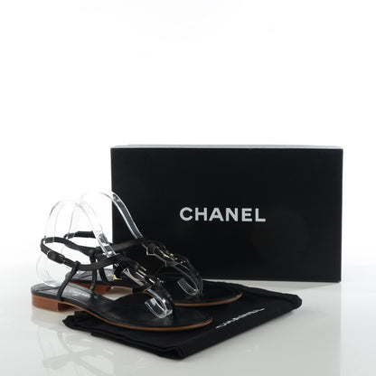 Chanel Leather CC Thong Sandals 40 Black 5 of 8