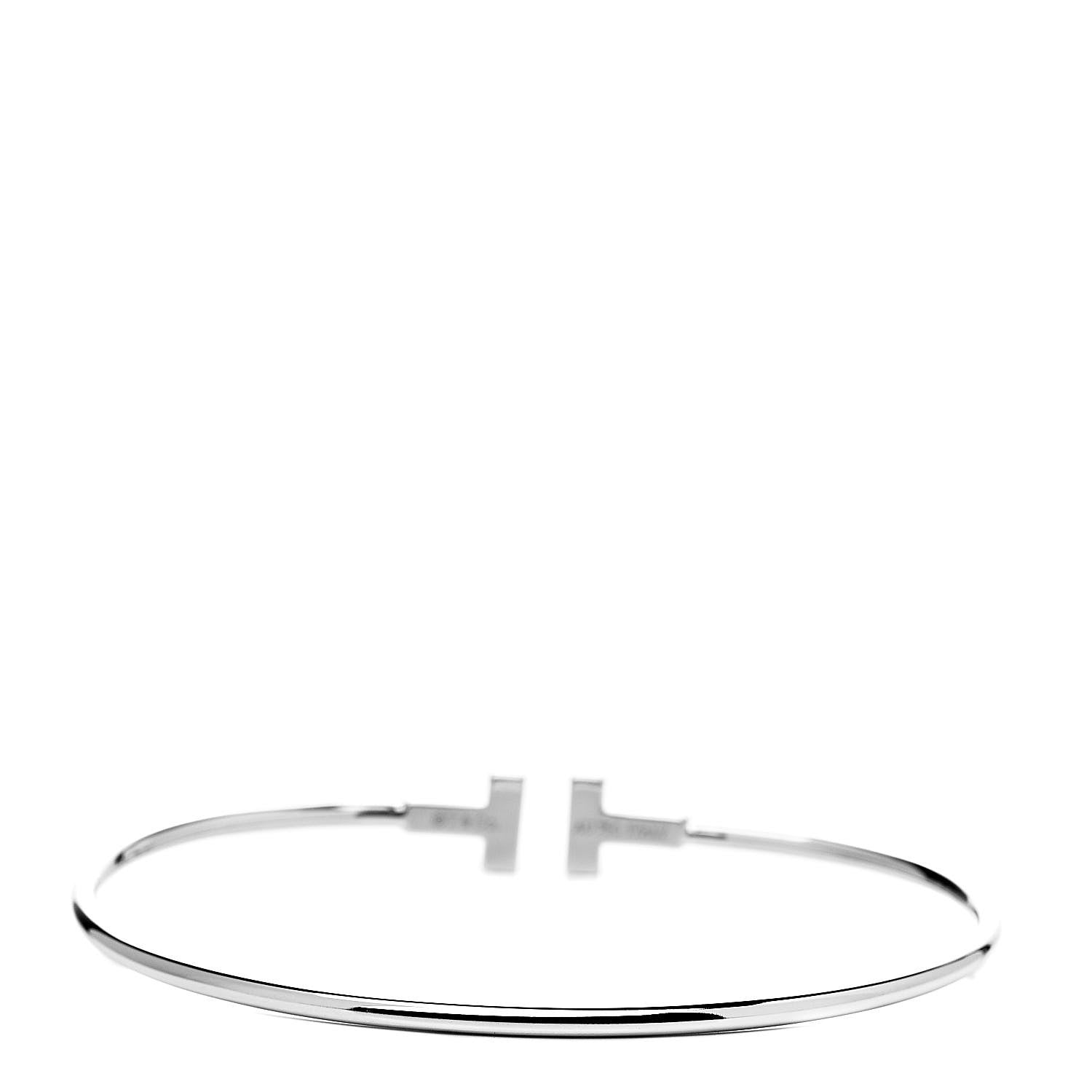 Tiffany 18K White Gold Narrow T Wire Bracelet 3 of 5