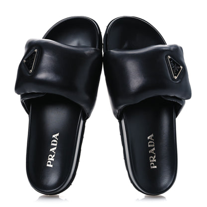 Prada Nappa Soft Padded Triangle Slide Sandals 41 Black 2 of 11