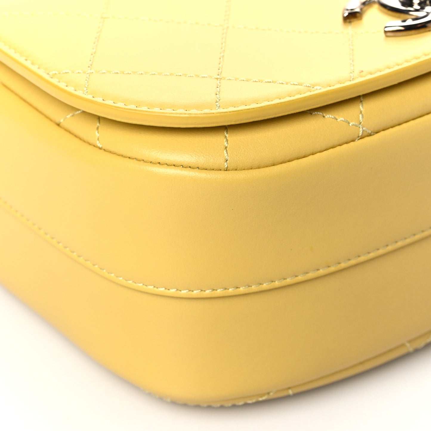 Calfskin Stitched Small Ring My Bag Flap Crossbody Yellow