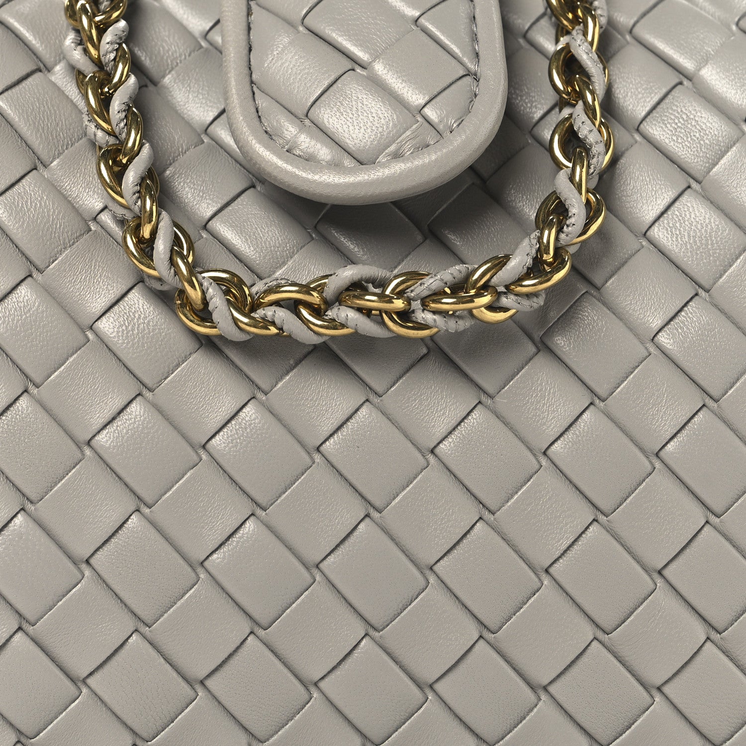 Bottega Veneta Nappa Intrecciato Small The Lauren 1980 Clutch With Chain Sterling 7 of 9