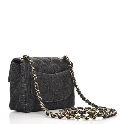 Chanel Denim Quilted Mini Square Flap Black 3 of 7