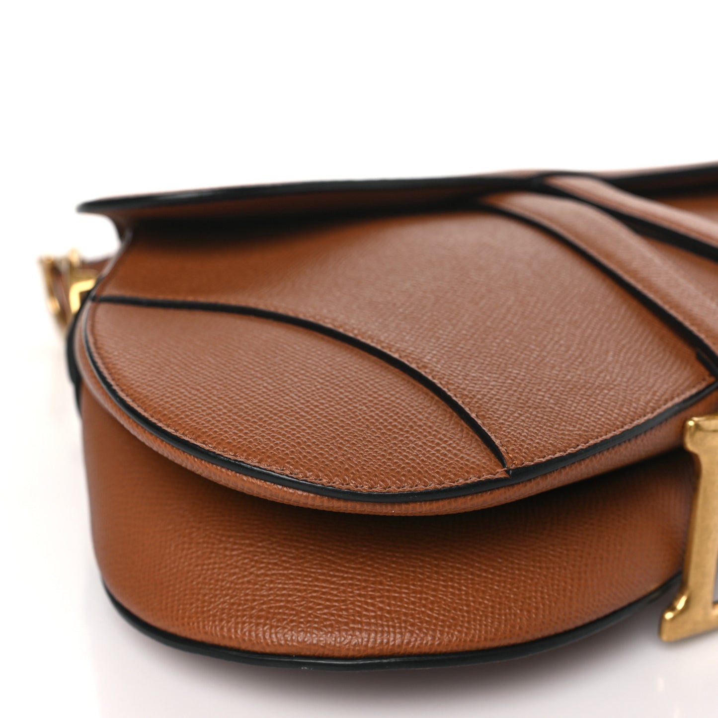 Grained Calfskin Saddle Bag Camello