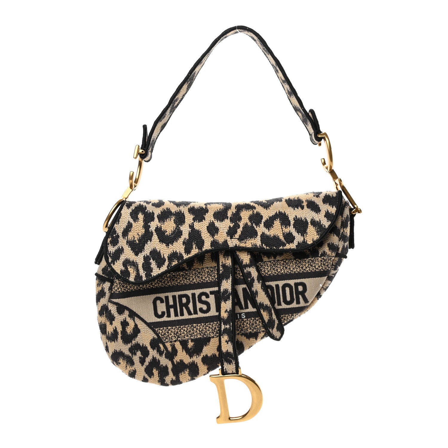 Christian Dior Canvas Mizza Embroidered Saddle Bag Beige Multicolor 1 of 4