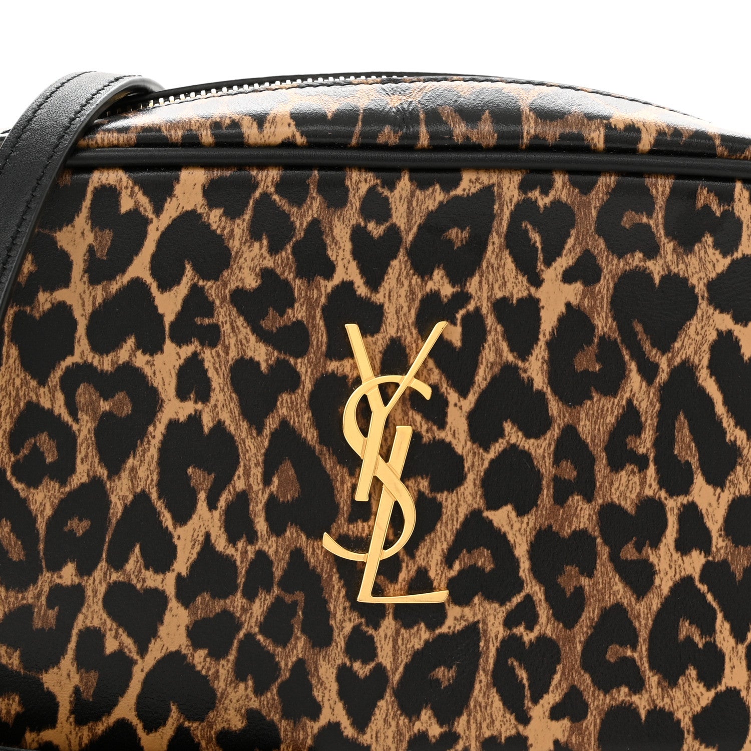 Saint Laurent Calfskin Heart Leopard Print Monogram Mini Lou Camera Bag Toffee 8 of 10