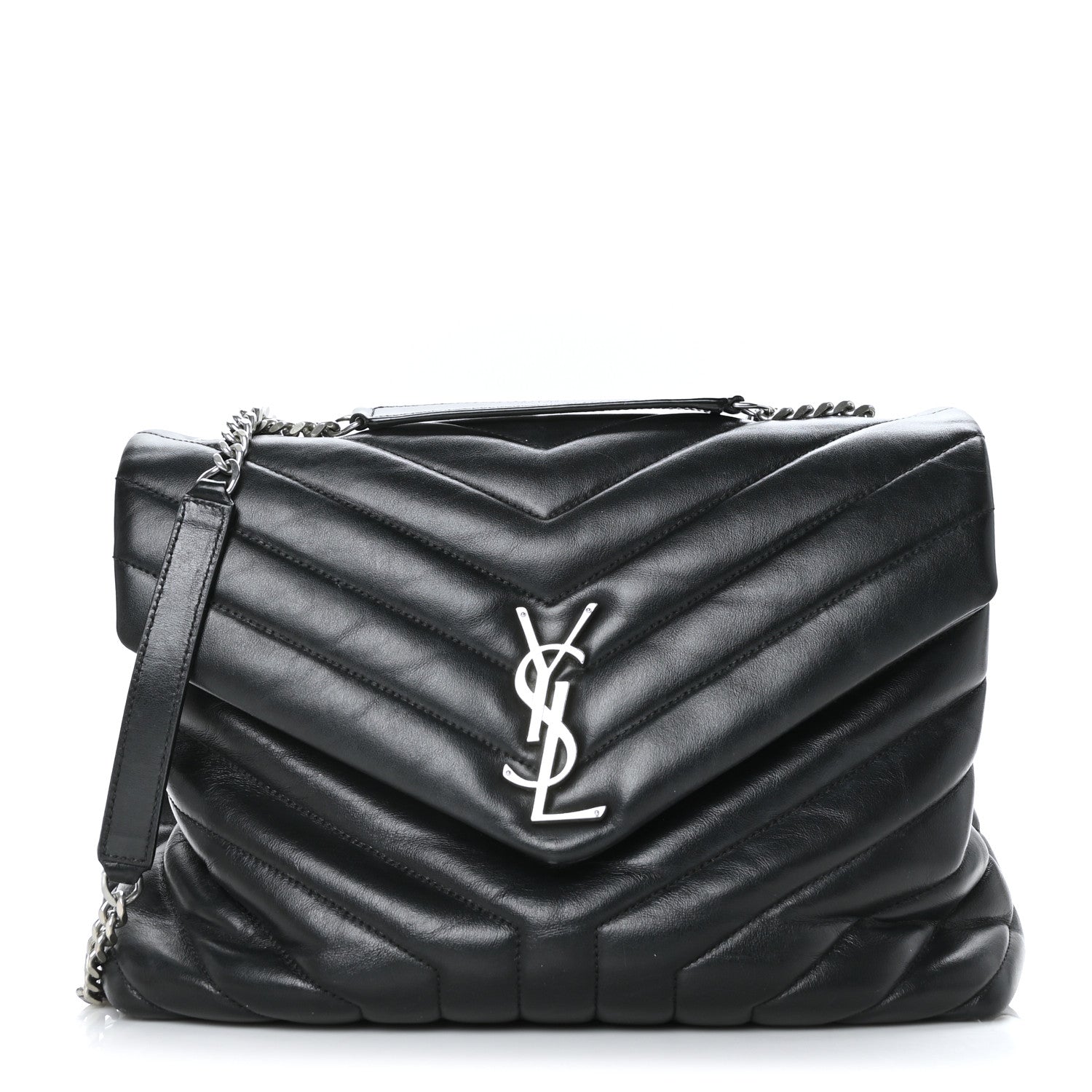 Saint Laurent Calfskin Y Quilted Monogram Medium Loulou Chain Satchel Black 1 of 10