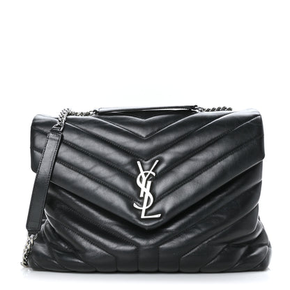Saint Laurent Calfskin Y Quilted Monogram Medium Loulou Chain Satchel Black 1 of 10