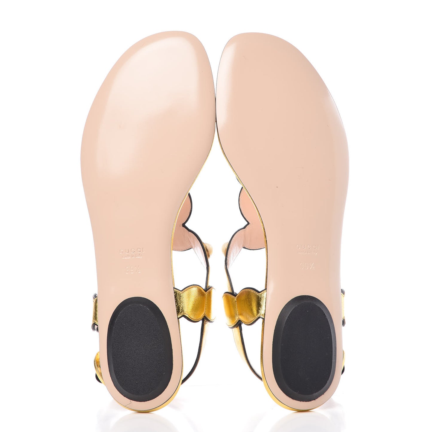 Metallic Nappa Willow Pearl Thong Sandals 39.5 Gold