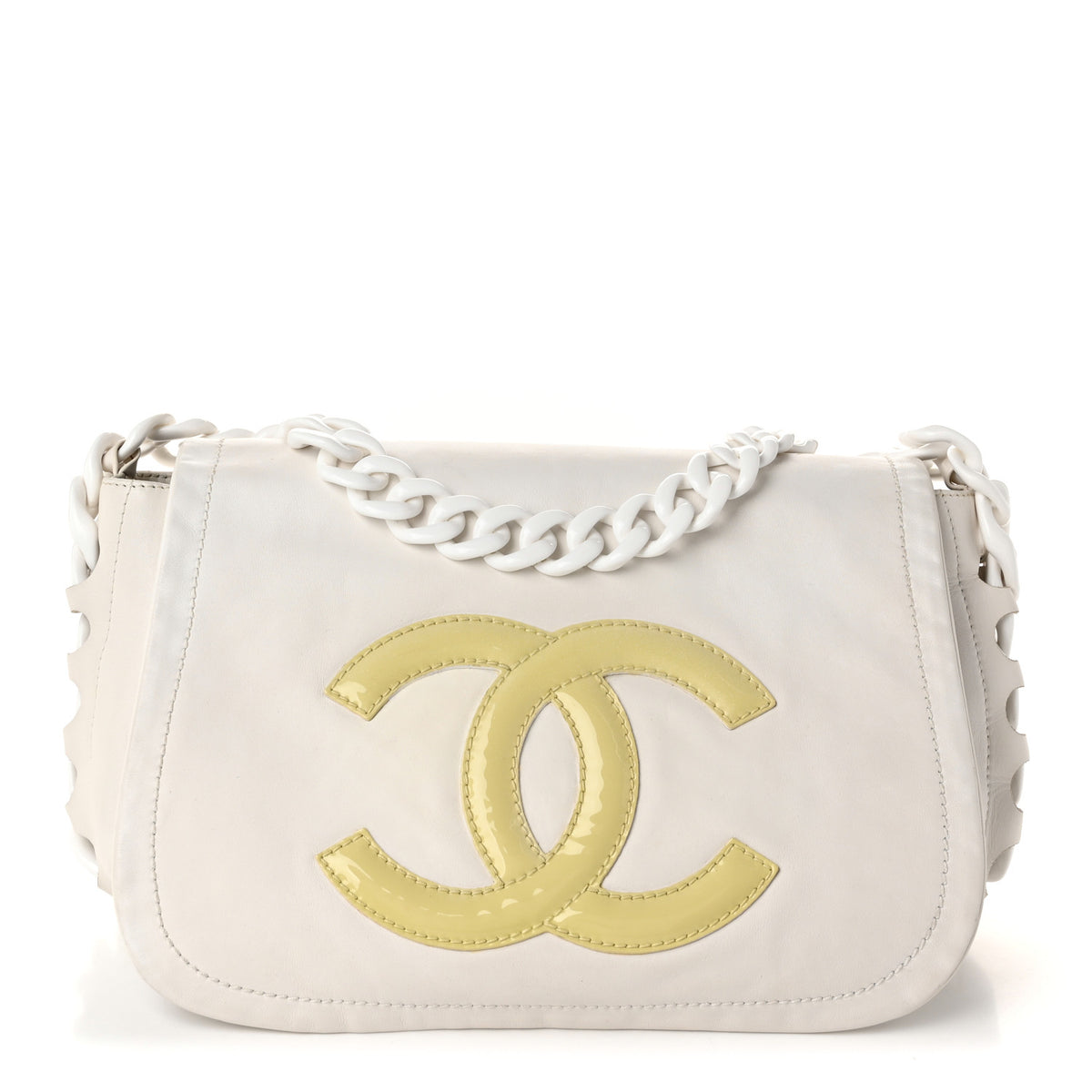 Chanel Calfskin Modern Chain Rhodoid Flap White 1 of 11