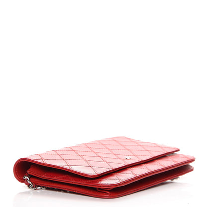 Chanel Calfskin Diamond Stitch Wallet On Chain WOC Red 4 of 9