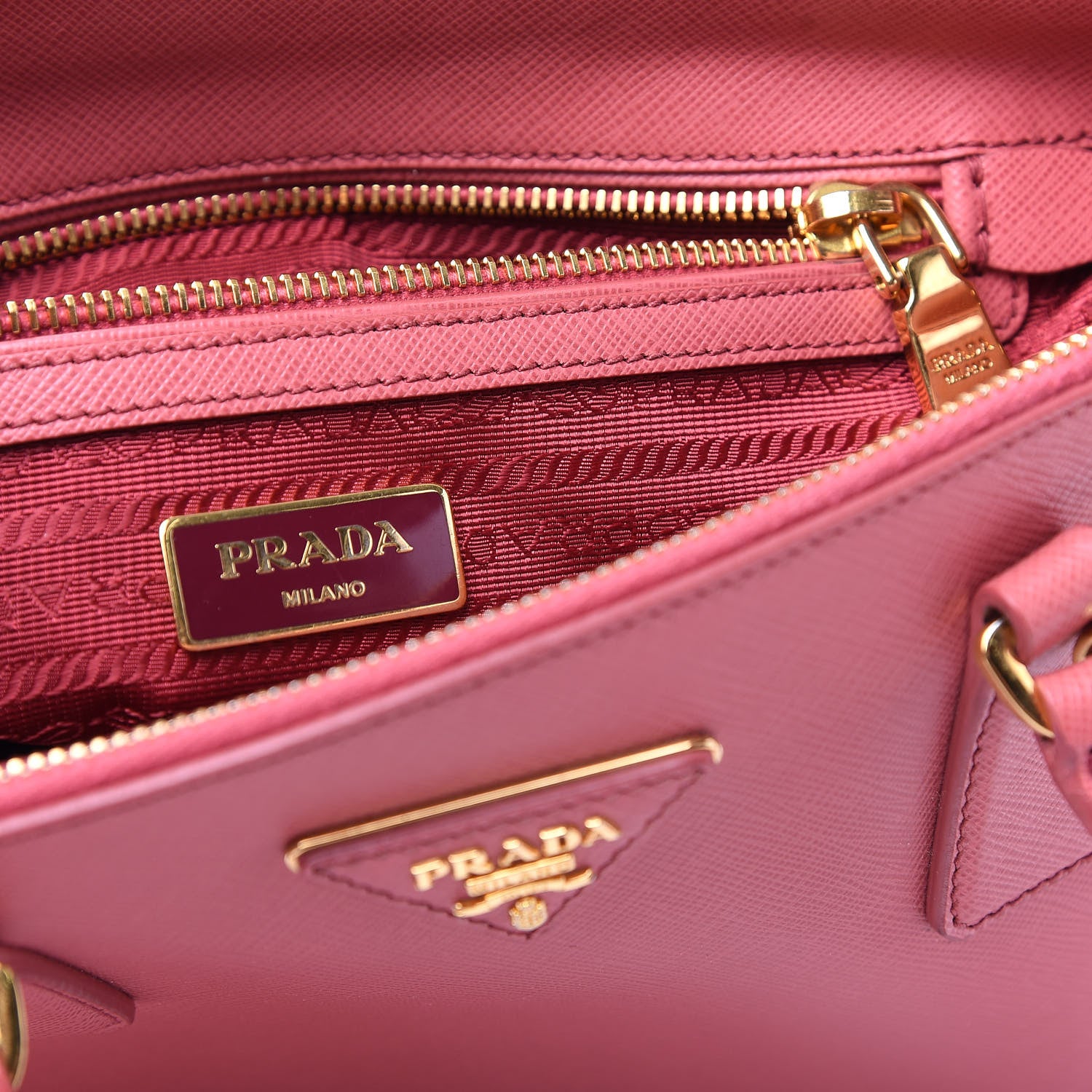 Prada Saffiano Small Galleria Double Zip Tote Fuxia 13 of 14