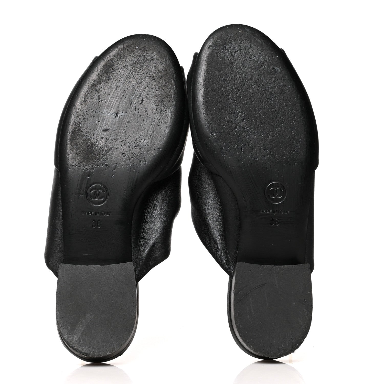 Chanel Lambskin Pearl Bow CC Flat Sandals 36 Black 5 of 9