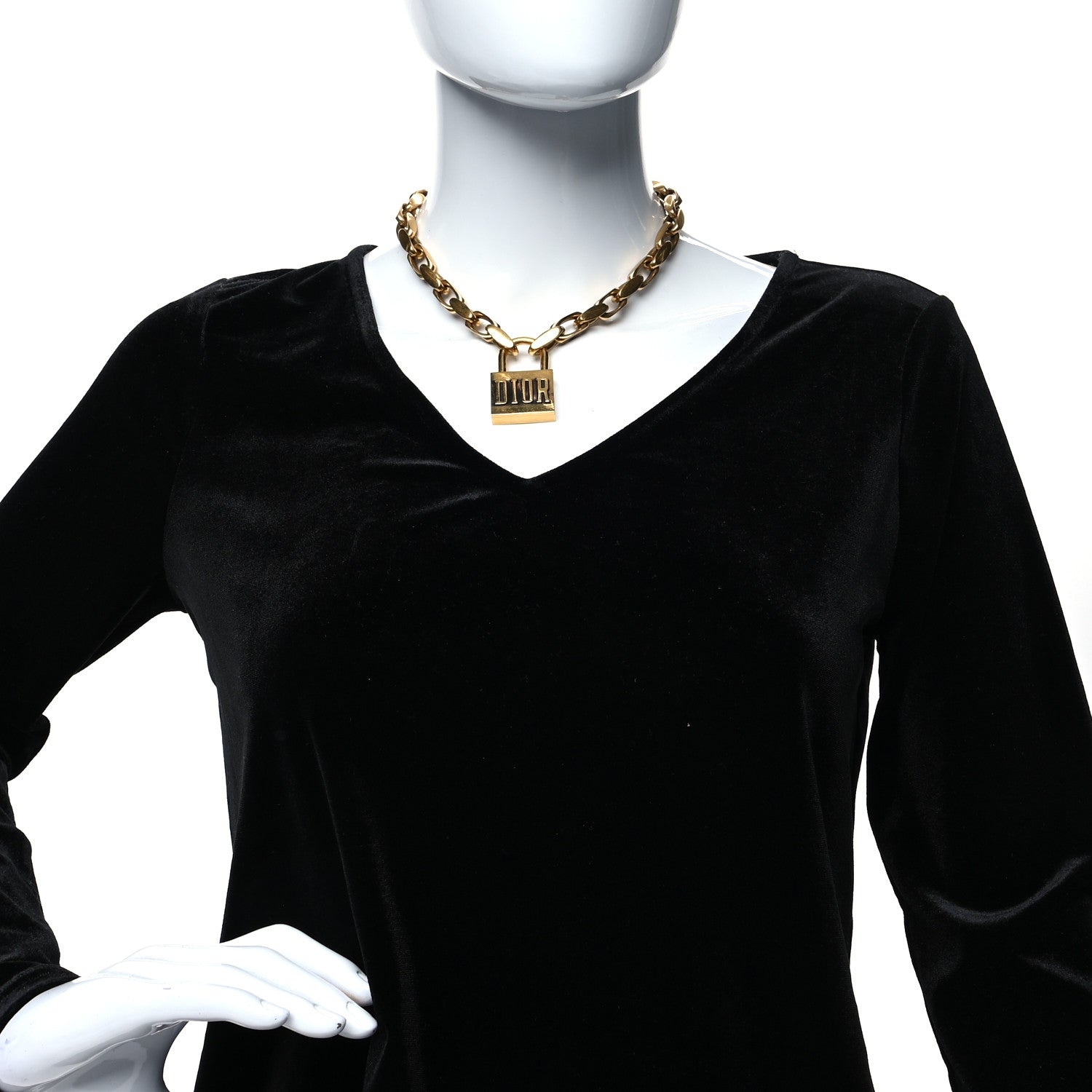 Christian Dior Metal Lucky Locket Choker Necklace Aged Gold 2 of 5