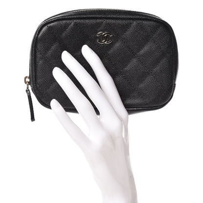 Chanel Caviar Quilted Small Curvy Pouch Cosmetic Case Black 2 of 8