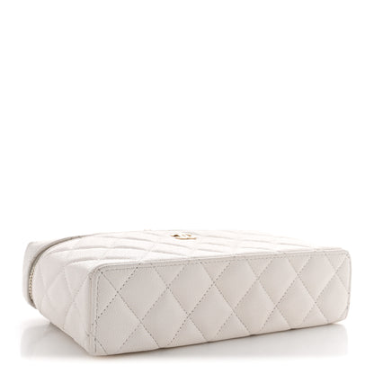 Chanel Caviar Quilted Top Handle Slim Vanity With Chain White 3 of 10