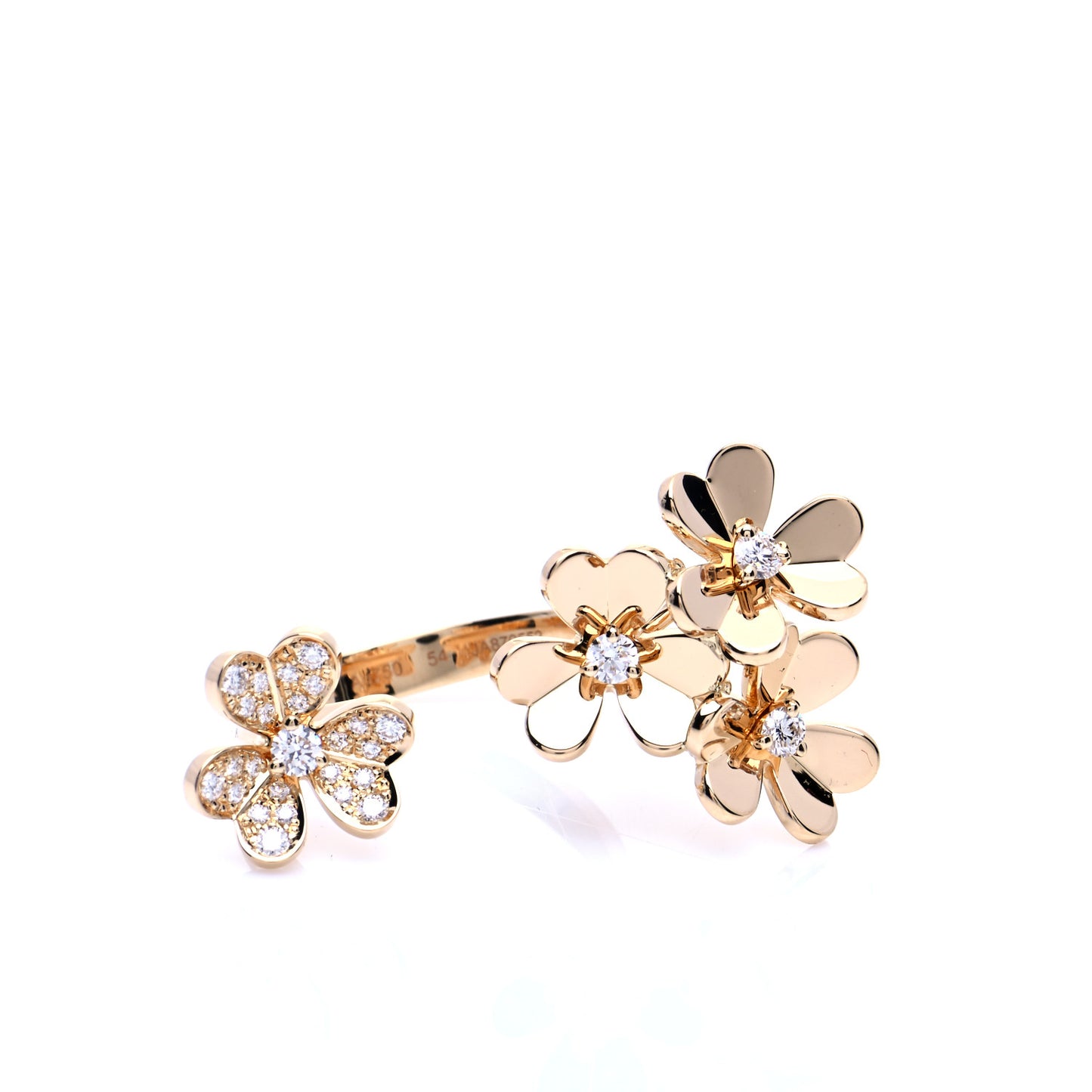 18K Yellow Gold Diamond Frivole Between The Finger Ring 54 6.75