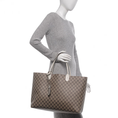 Gucci Calfskin GG Supreme Monogram Large Reversible Tote White 2 of 10