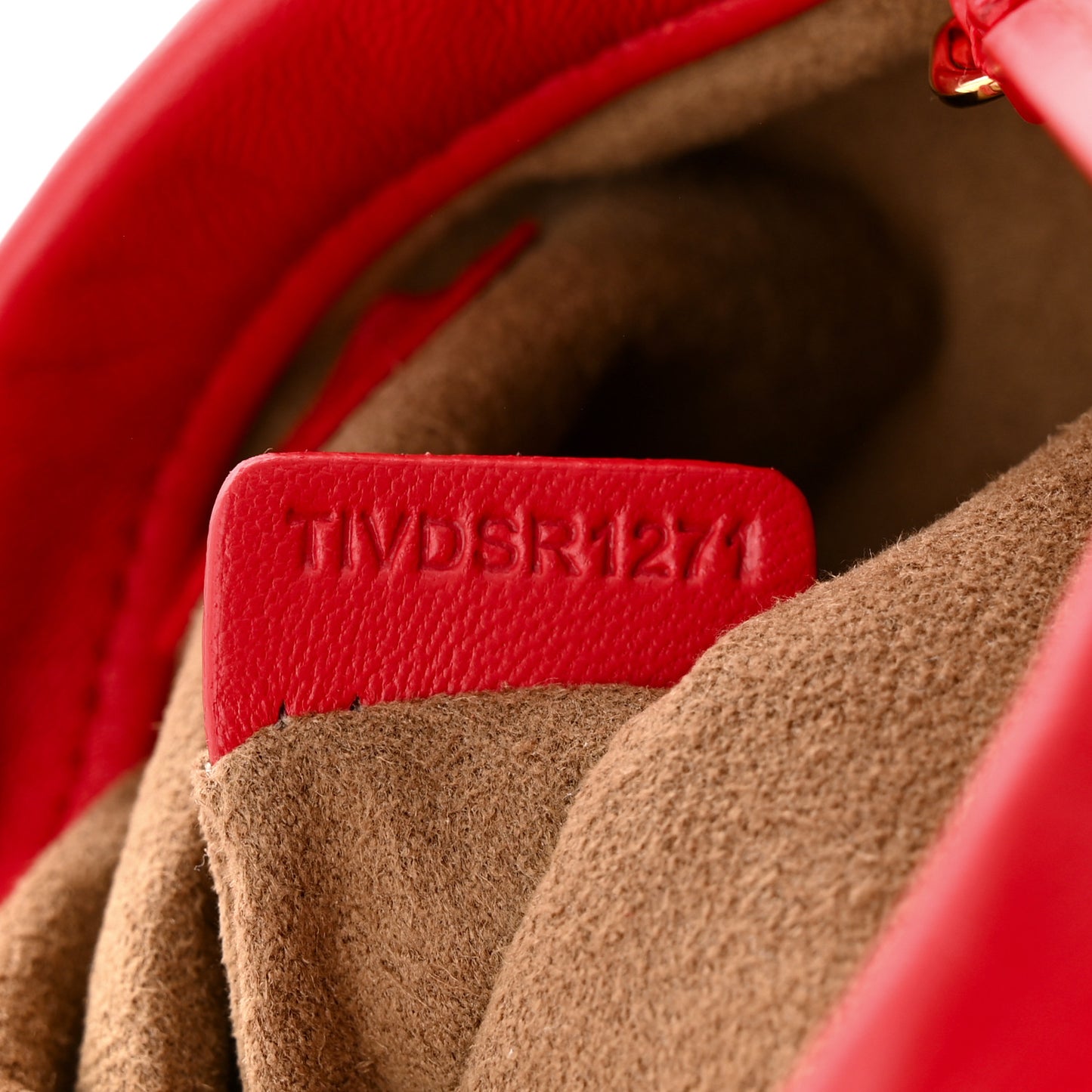Calfskin Small Drawcord Pouch Red