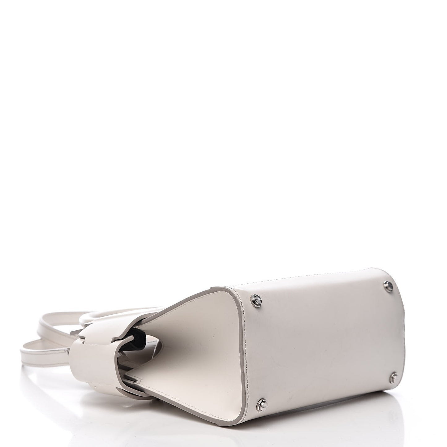 Grained Calfskin Mini Horizon Satchel Off White