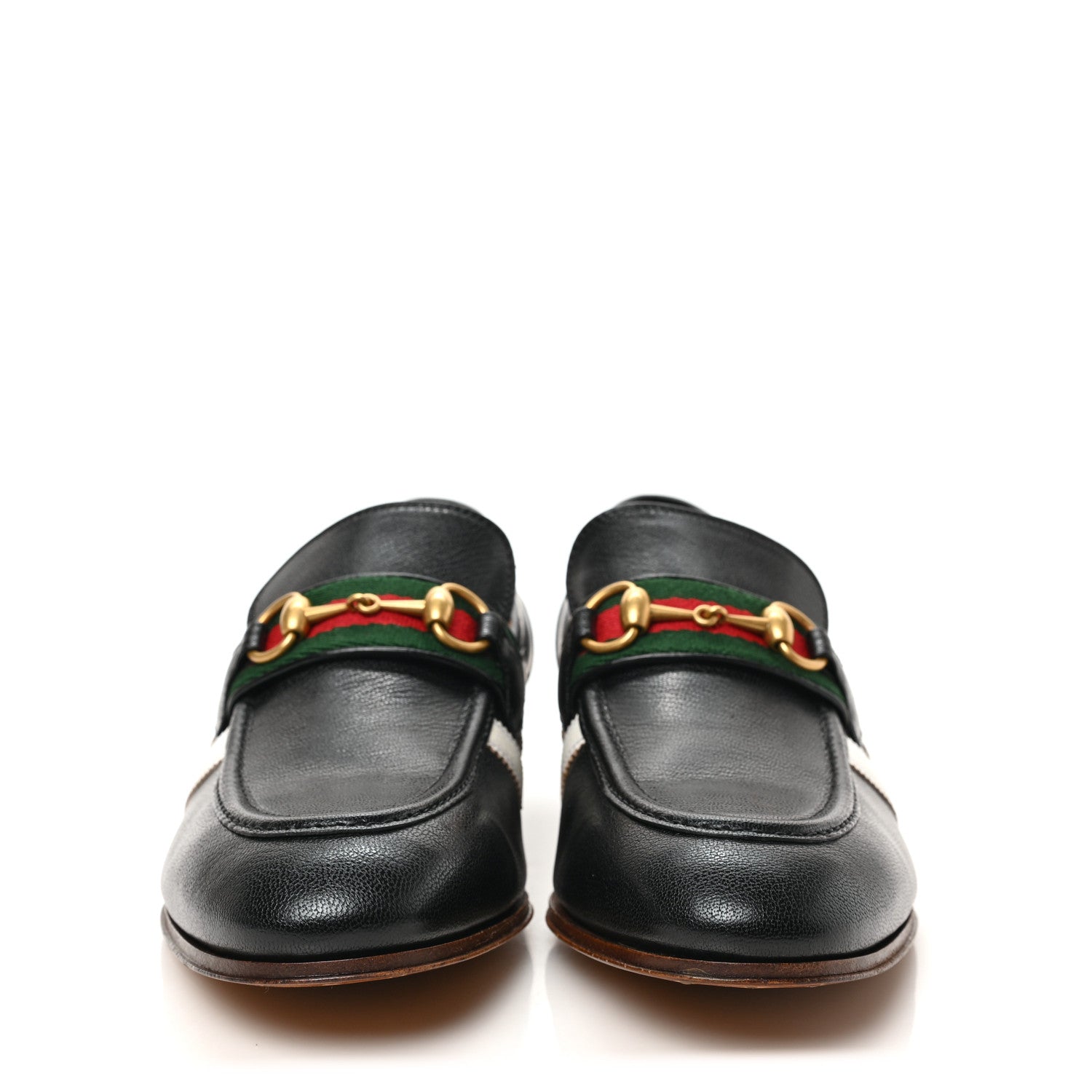 Gucci X ADIDAS Goatskin Web Mens Horsebit Loafers 9.5 Black White 2 of 8