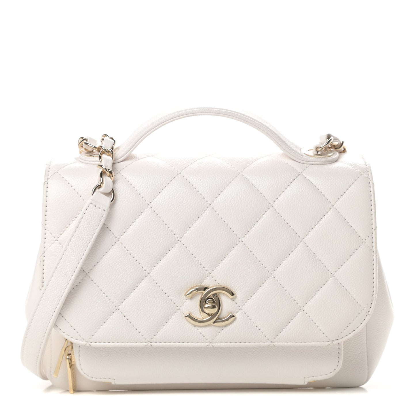 Caviar Quilted Medium Business Affinity Flap White
