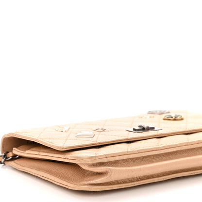 Chanel Metallic Calfskin Lucky Charms Casino 2.55 Reissue Wallet On Chain WOC Beige 8 of 10