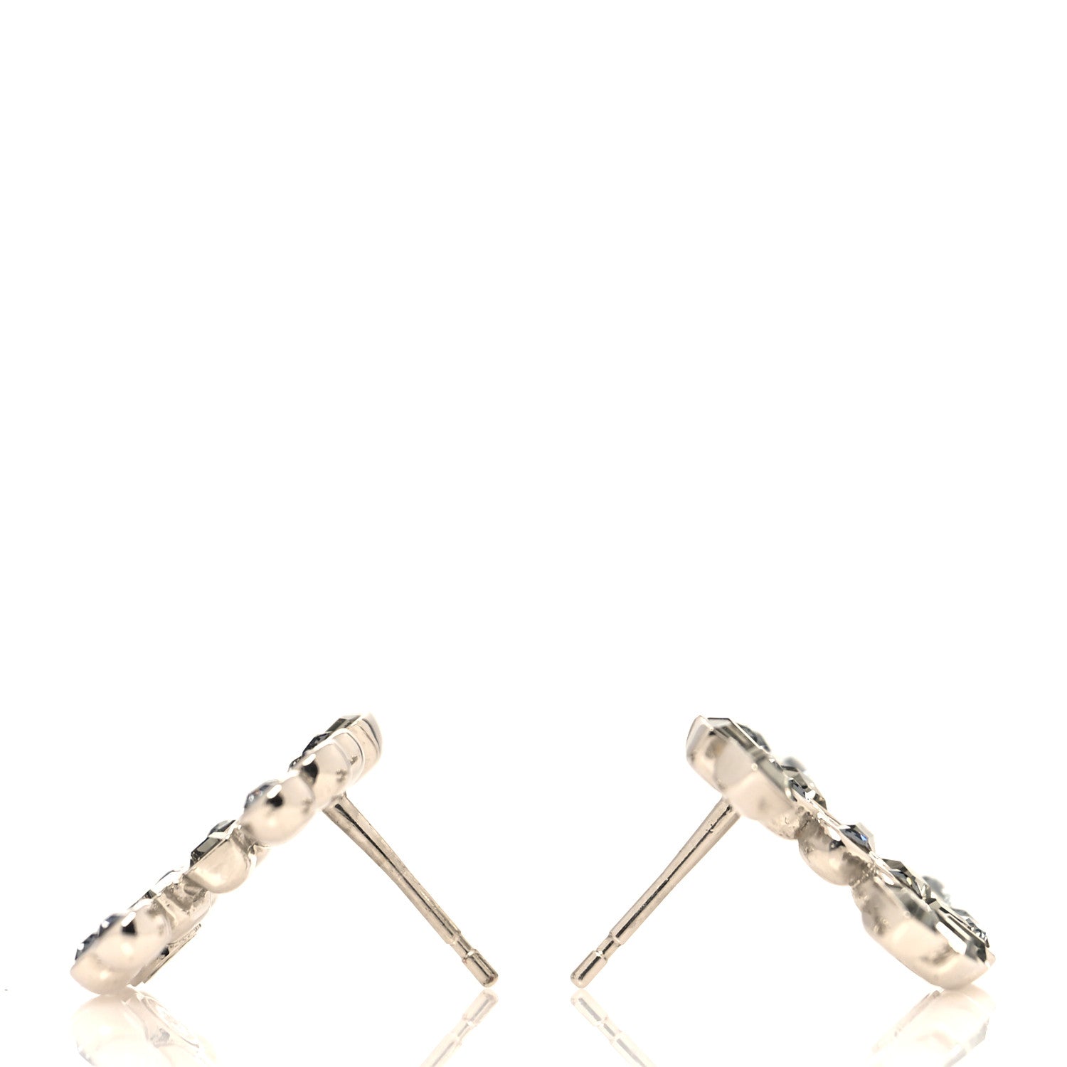 Chanel Baguette Crystal CC Earrings Gold Grey 3 of 5