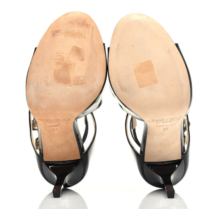 Jimmy Choo Patent Calfskin Lang Sandals 37 Black 6 of 9